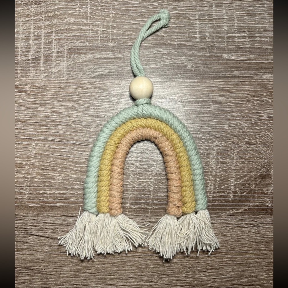 Macrame Rainbow. Homemade. Good for cars ( rear view mirror) or rooms.